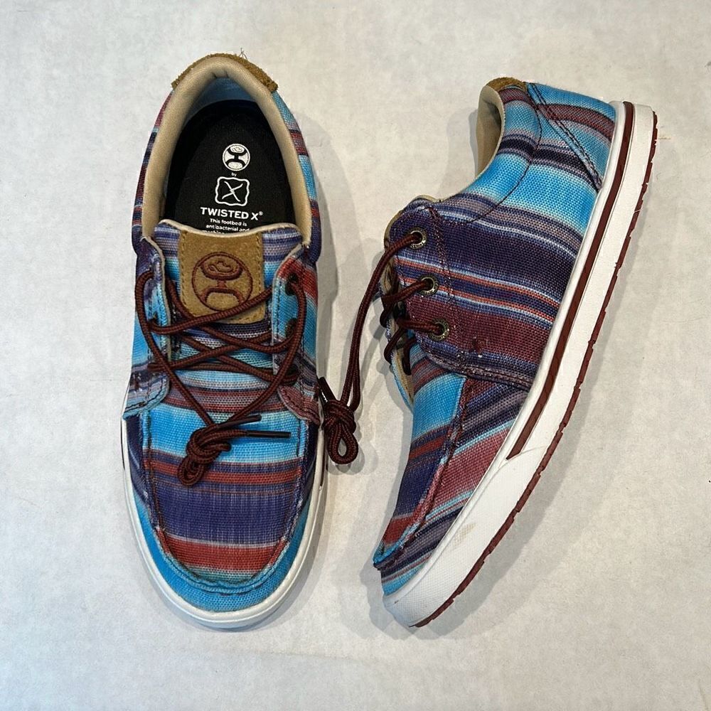 Twisted X Hooey Loper Shoes Sz 6 Blue Multi Slip On Lace Up Western Southwest